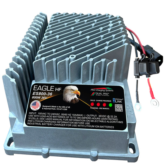 EAGLE HF ES800 36V W/ RING TERMINALS - INLINE BLADE FUSES - 3' AC - MARINE CHARGER